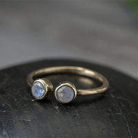 Brass Double Faceted Ring With Moonstone