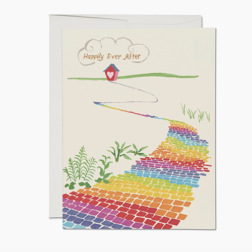 Carte de mariage Route de briques arc-en-ciel
