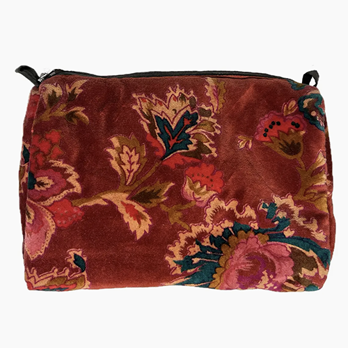 Rome Velvet Pouch Red Floral