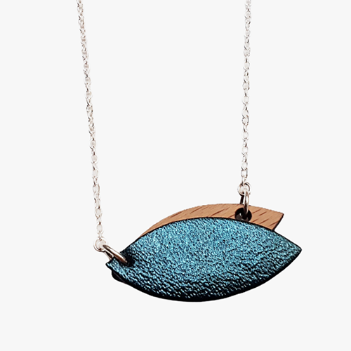 Collier Mini Pétale Bleu Pétrole