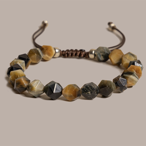 Golden Blue Tiger Eye And Sterling Silver Bracelet