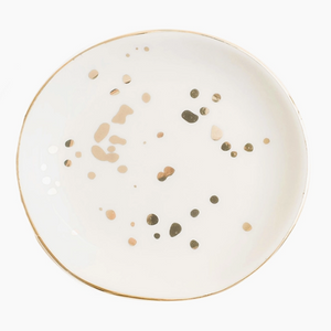 White Gold Speckled Jewelry Dish