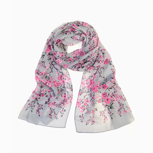 Scarf Floral Gray