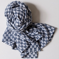 Tula Dark Sea Block Print Scarf