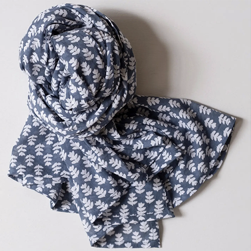 Tula Dark Sea Block Print Scarf