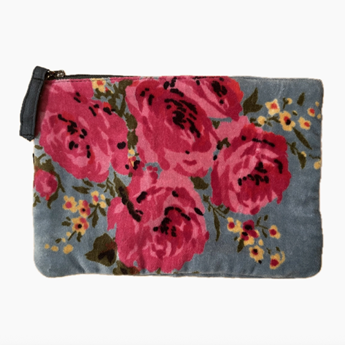 Rome Velvet Pouch Hazel Blue