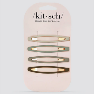 Kitsch Enamel Elongated Snap Clips 4pc Eucalyptus