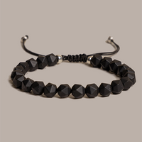 Matte Black Onyx & Sterling Silver Men's Bracelet