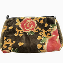 Rome Velvet Pouch Peonies Olive