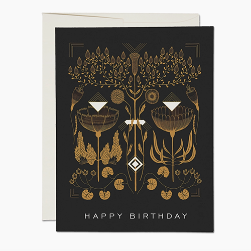 Amber Gold Birthday Card