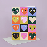 Checkerboard Hearts Greeting Card
