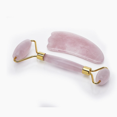Facial Roller Set Rose Quartz
