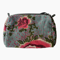 Rome Velvet Pouch Peonies Dusty Blue