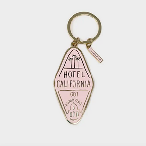 Brass and Enamel Keyring "Hotel California"