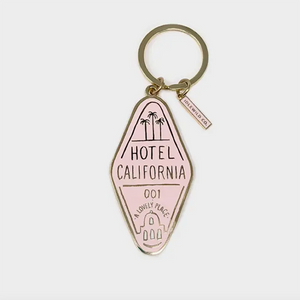 Brass and Enamel keyring "Hotel California"