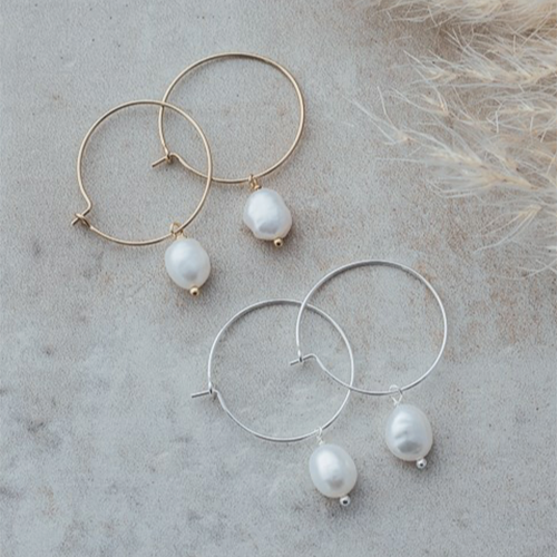 Glee Bellamy Hoops White Pearl