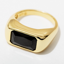Larissa Loden Chunky Gold Plated Bezel Ring Black