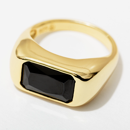 Larissa Loden Chunky Gold Plated Bezel Ring Black