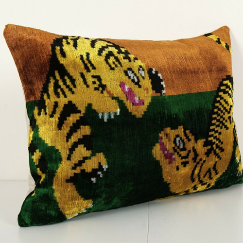 Fighting Tiger Vintage Pillow