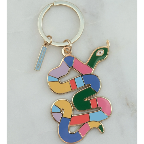 Porte-clés serpent en émail arc-en-ciel