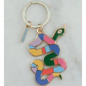 Porte-clés serpent en émail arc-en-ciel