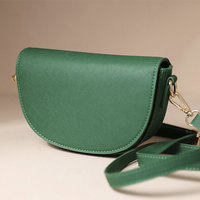 Vegan Leather Half Moon Crossbody Green