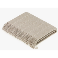 Jeté en laine mérinos à rayures beige
