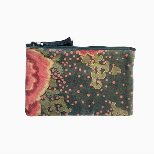 Napoli Velvet Pouch Peonies Gray