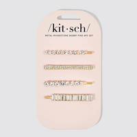 Kitsch Metal Rhinestone Assorted Bobby Pins 4 pc Gold