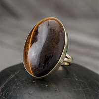 Large Brass Freeform Stone Ring