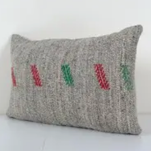 Coussin Vintage en Laine Grise