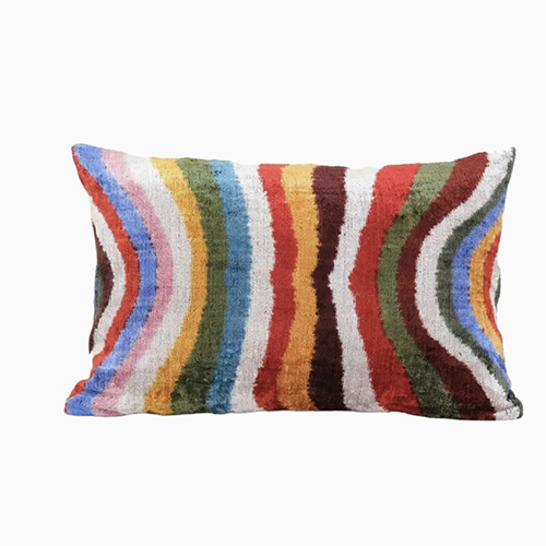 Colourful Ikat Velvet Pillow