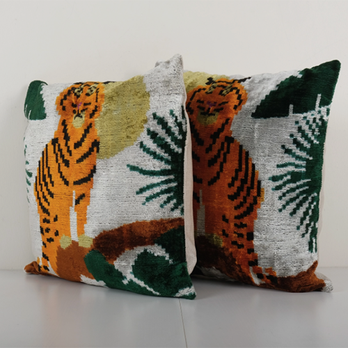 Tiger Ikat Velvet Silk Pillow