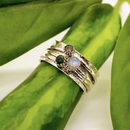 Sterling Silver Triple Stone Spinner Ring