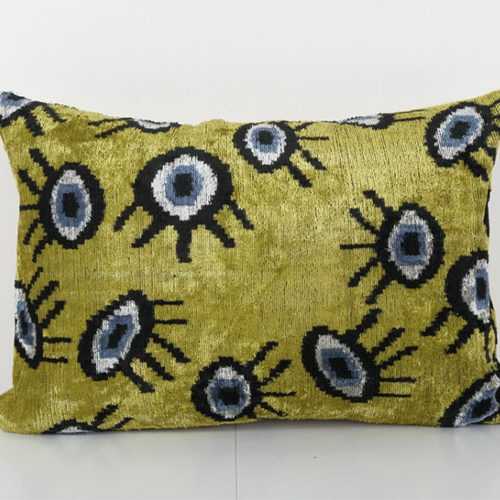 Ikat Eye Yellow Pillow