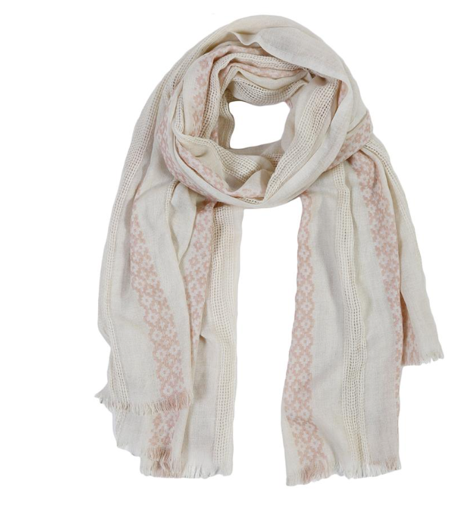 Scarf  Belize- Ivory/Blush
